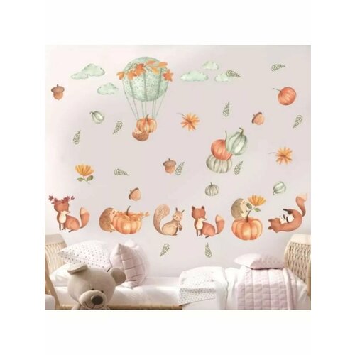 Наклейка Зверята в осенний сезон набор 2 листа 30х84 см 668₽