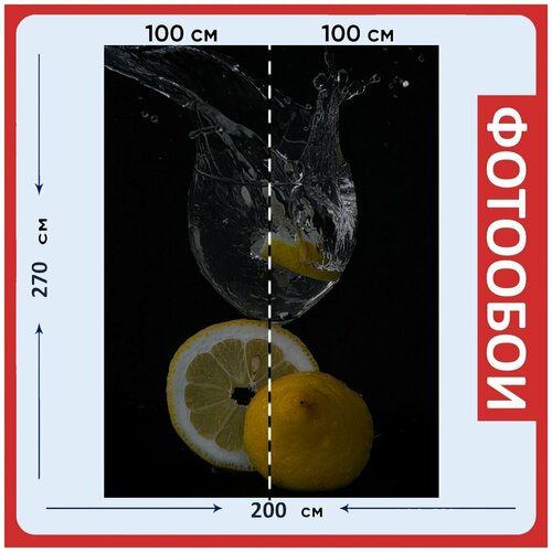 Фотообои Черный фон лимоны вода 200x270 см флизелиновыена стену 2980₽