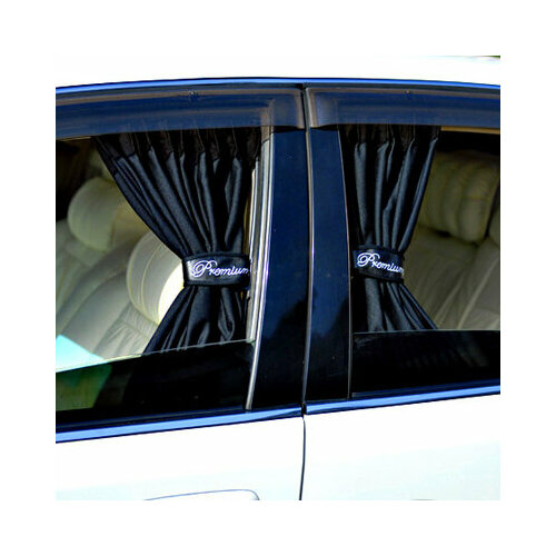 Шторы на боковые окна автомобиля высота- L 42-47см длина-70см Черный PREMIUM 1150₽