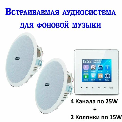 Встраиваемая аудиосистема для фоновой музыки в комнату в ванну в офис 1432100₽