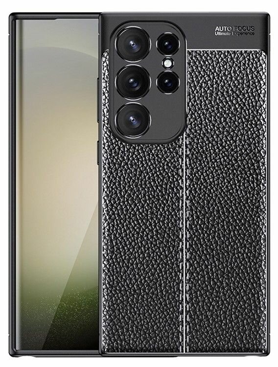 Чехол для Samsung Galaxy S24 Ultra силиконовый под кожу чёрный