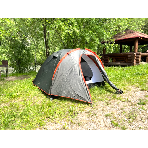 Палатка туристическая 3-х местная кемпинговая / Двухслойная / С москитной сеткой / В чехле