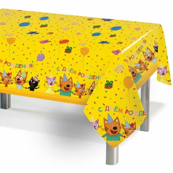 фото Скатерть одноразовая, Три Кота, жёлтый, 120х180 см