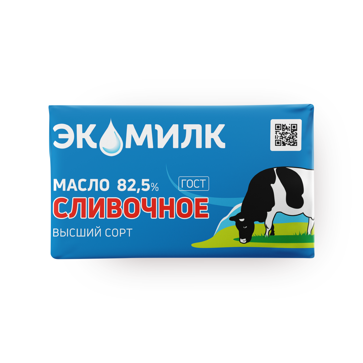 Масло сливочное Экомилк, высший сорт, ГОСТ, 82,5% жирности, 330 г
