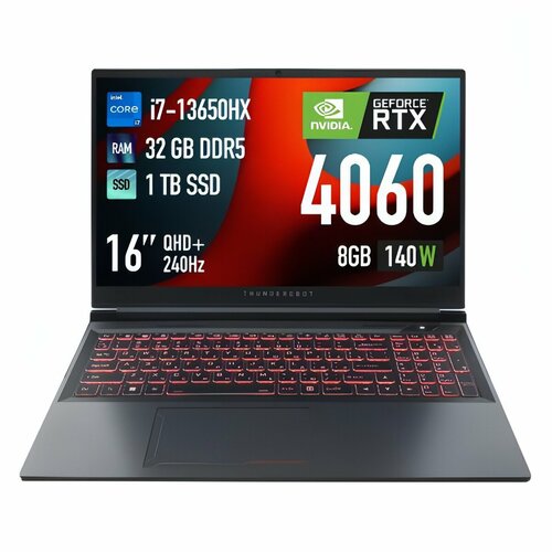 Ноутбук игровой Thunderobot Gravity 16 Pro/16"/Core i7-13650HX/32/1TB/RTX 4060/Win/Grey (JT009X00FRU) серый