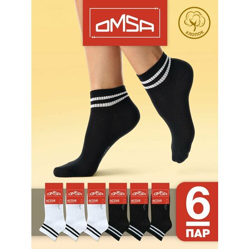 фото Носки omsa, комплект, 6 пар, размер 39-41 (25-27), белый