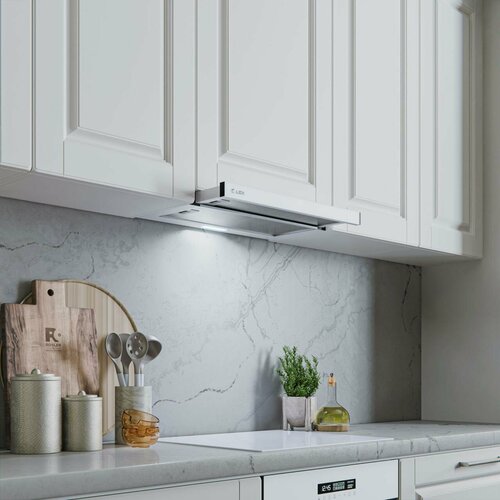 Вытяжка кухонная встраиваемая LEX HOGAN G 600 WHITE 60см мотор усиленной мощности тихий режим работы отделка -стекло клавишное управление 2 скорости 6690₽