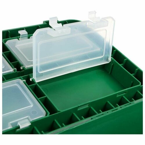 Ящик рыболовный для зимней рыбалки Три Кита Малый 310*360*240 мм 4 отделения для приманок, зеленый