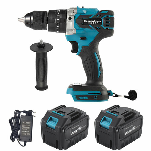 Аккумуляторная ударная бесщеточная дрель-шуруповерт Heimerdinger 18В 2х9 Ач Li-Ion 120 нм LB176 16674₽