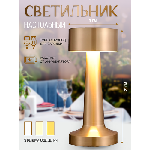 Настольная лампа для ресторана на батарейках с USB-зарядкой и сенсорным управлением 1605₽