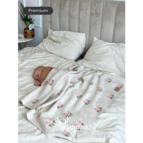 Плед для новорожденных на выписку детский вязаный в кроватку