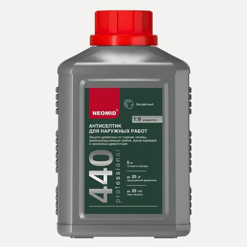 Изображение товара Неомид антисептик для дерева Neomid 440 Eco (0.5 кг), для наружных и внутренних работ , концентрат 1:9, защита от гниения плесени короеда на 25 лет