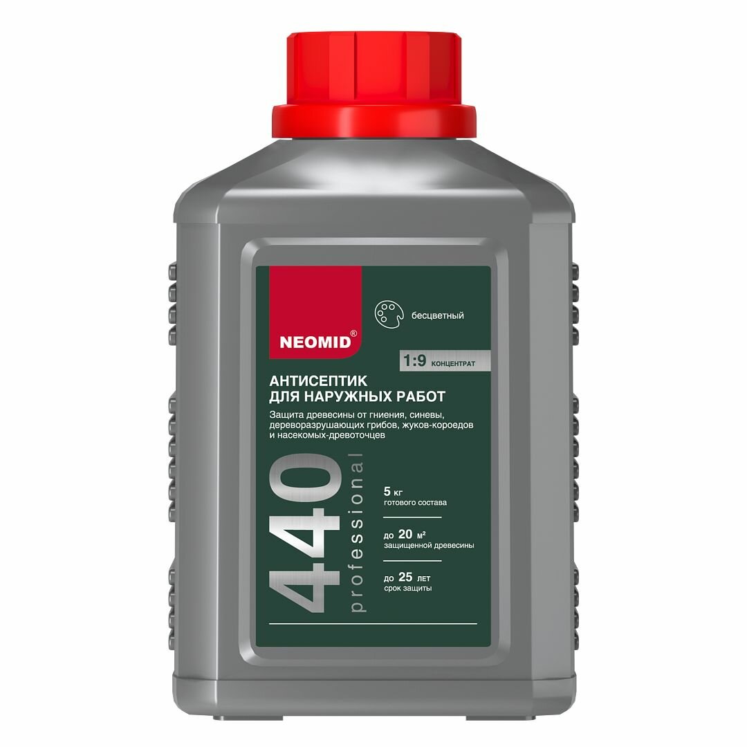Неомид антисептик для дерева Neomid 440 Eco (0.5 кг), для наружных и внутренних работ , концентрат 1:9, защита от гниения плесени короеда на 25 лет