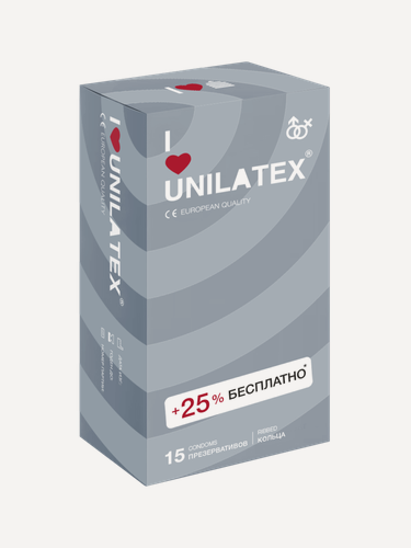 Изображение товара Unilatex / Презервативы Unilatex Ribbed 12+3 шт, Поверхность с кольцами.