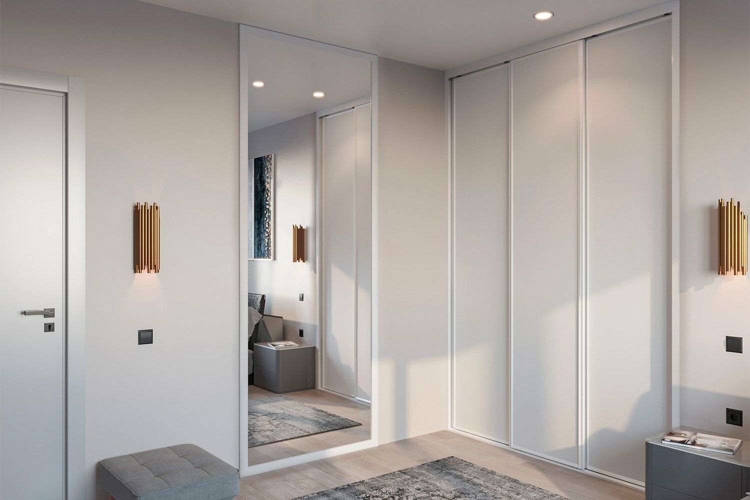 Дверь-купе Hoff Lite 2 804х2455х3 см цвет белый глянец