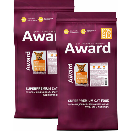 AWARD URINARY для взрослых кошек для профилактики мочекаменной болезни с курицей 10 + 10 кг