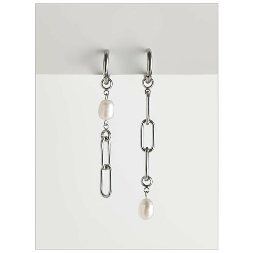 Серьги ДУША_BRAND, размер 70 мм, серебристый