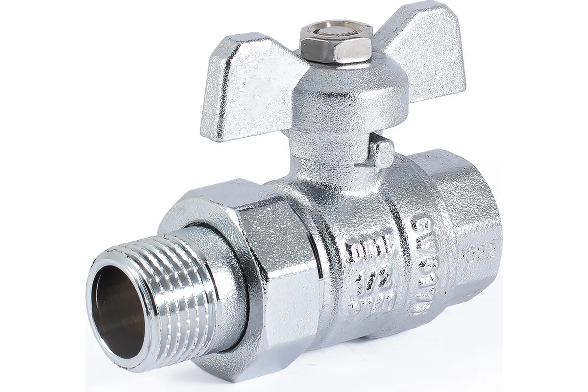 Шаровой кран PROFACTOR PF STANDARD с полусгоном хром в/н ручка бабочка 1/2 дюйма PF UBV 324CW