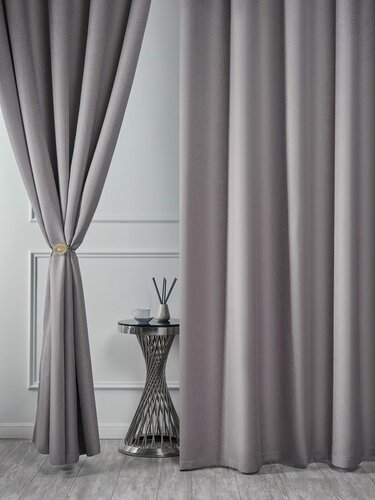 Изображение товара К-т штор "Блэкаут рогожка 230" бежево-серый (508-34) арт.4669 (150x230-2 шт.)