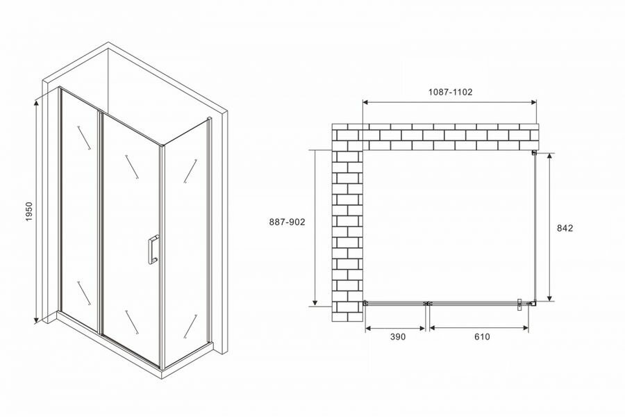 Душевой уголок Abber Sonnenstrand 110х90 AG04110S-S90 - фото №4