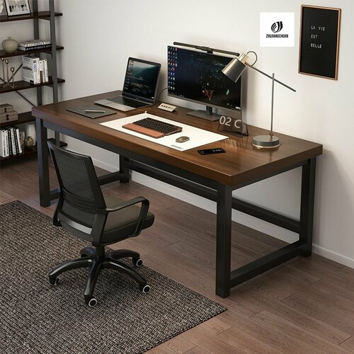 Компьютерный стол, панель из экологичного массива дерева 30 мм, ножки 40 мм, 100*60*74,5 см, цвет черный орех