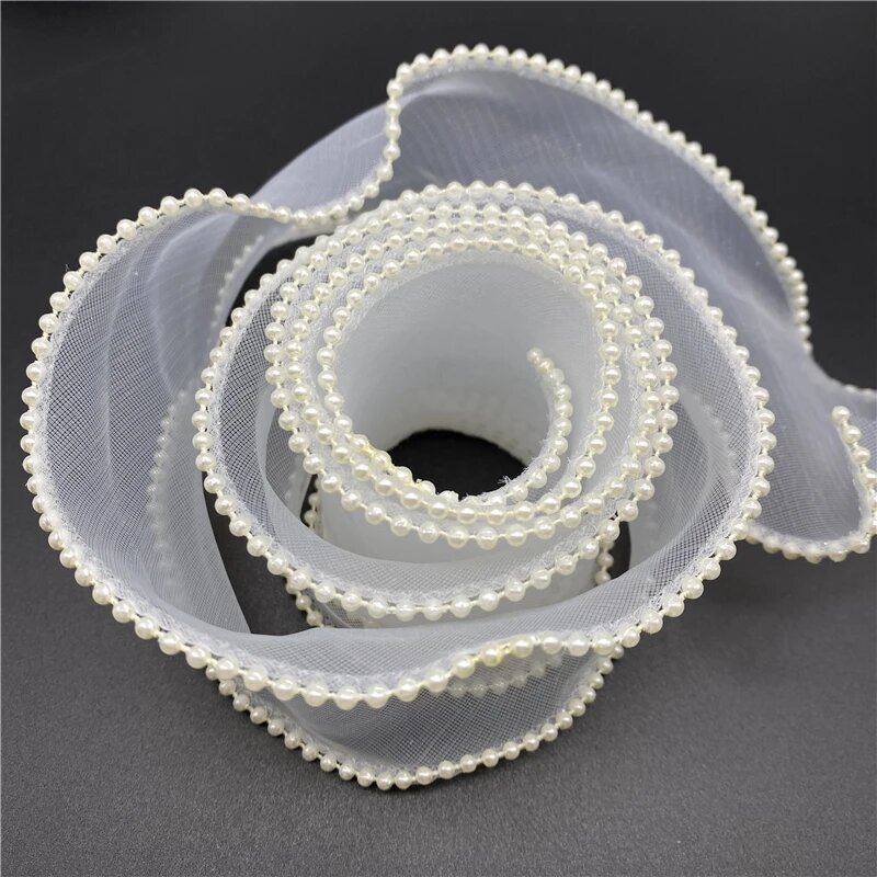 Шелковая лента органза RYFDBMauve 40/60 мм с жемчужным краем Белый 01 Diameter 60mm