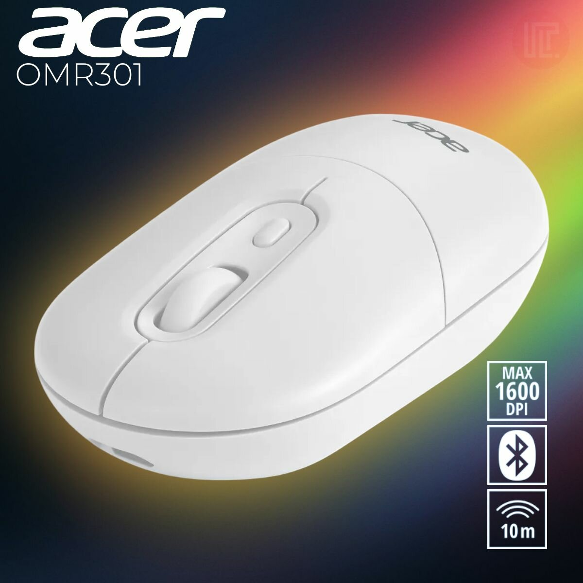 Беспроводная мышь Acer OMR301, optical, 4 buttons, BT/Radio, 1600dpi, White, BOX