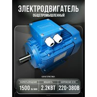 Электродвигатель 380В 2, 2кВт / 1500об / мин вал 24мм лаповый 1081 VEMPER