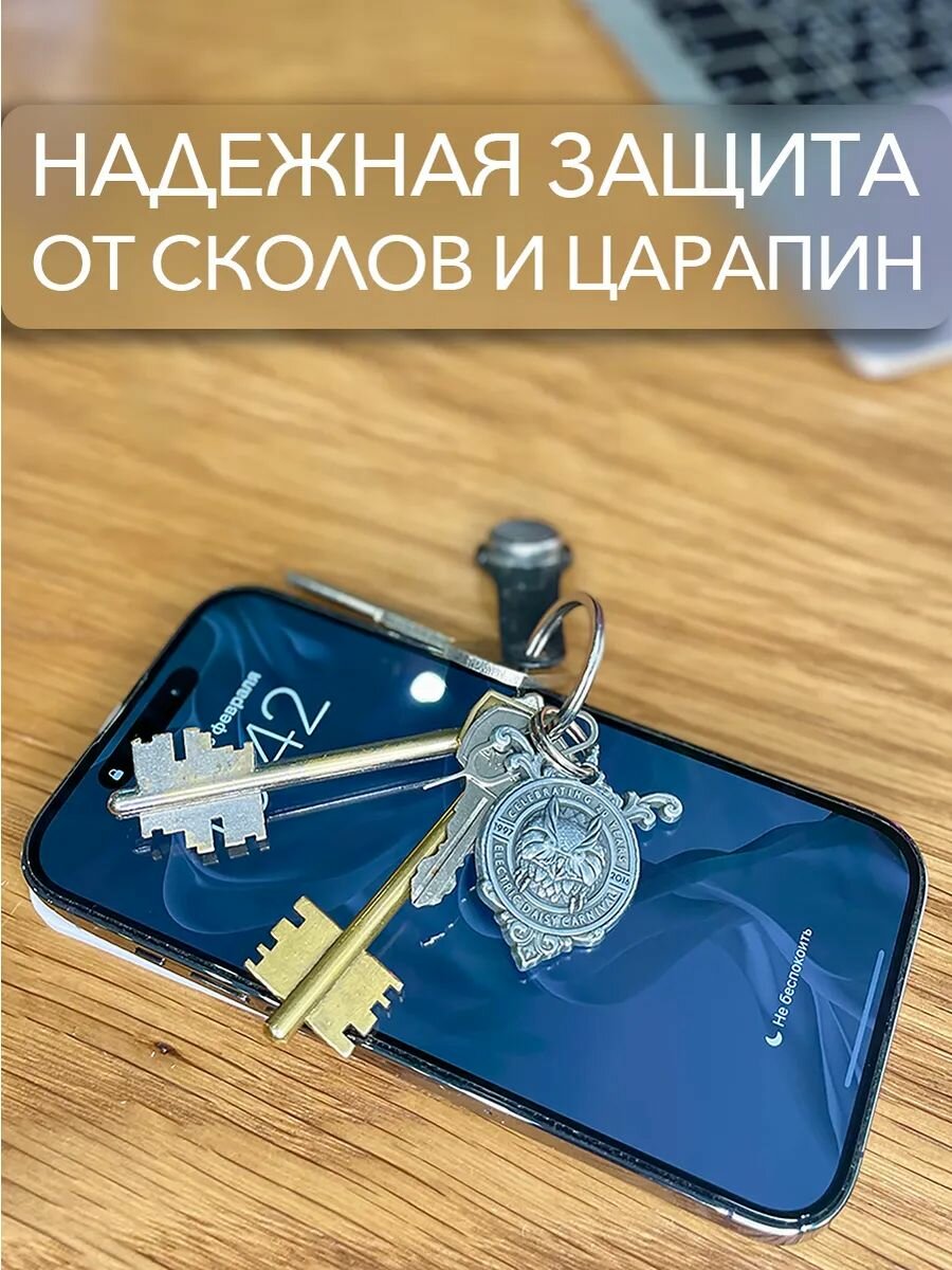 Защитное стекло для iPhone 15 Pro Max антишпион, 9H, глянцевое — фото 1