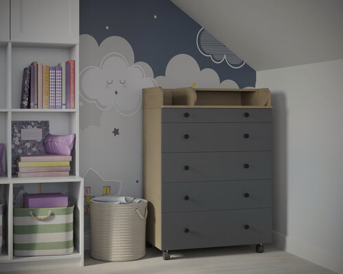 Изображение товара Комод Incanto Oscar с пеленальным столиком графит/дуб