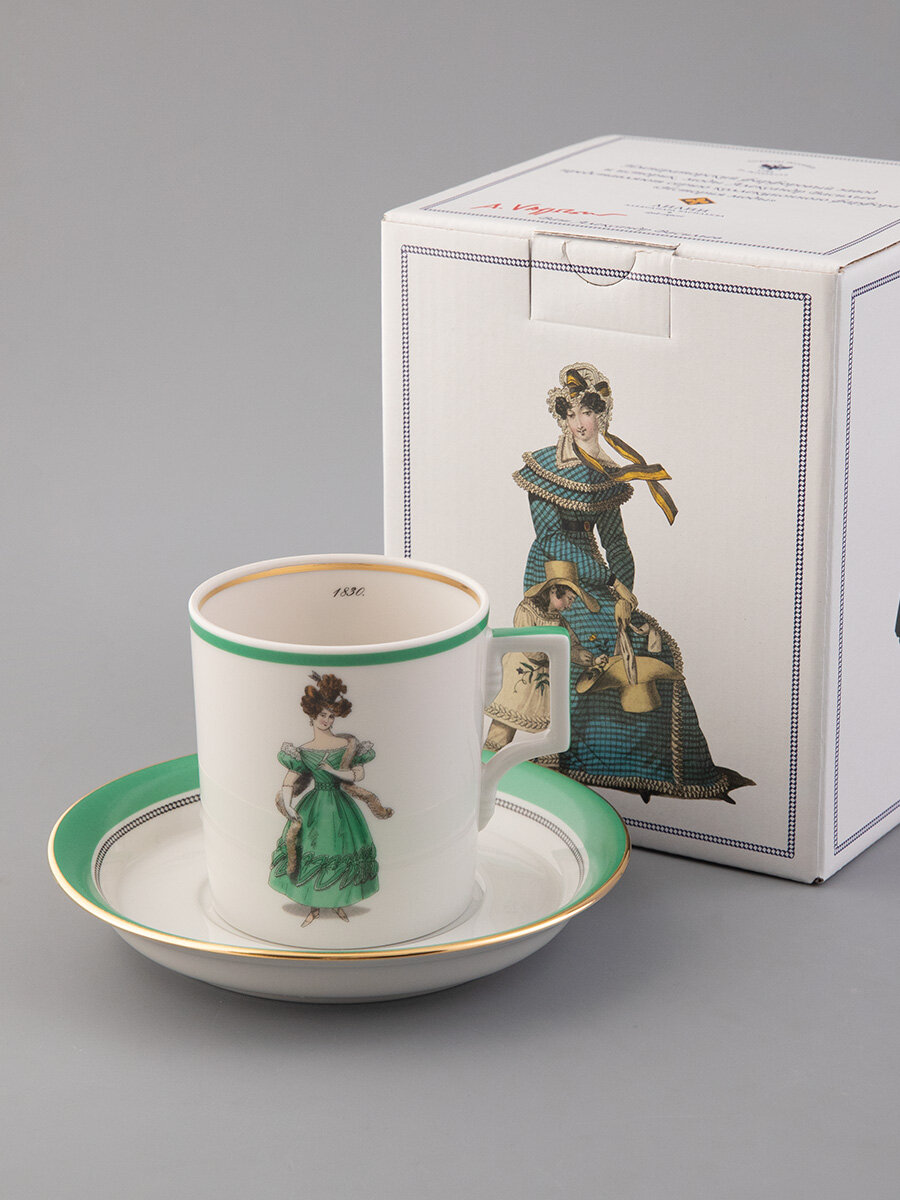 Чайная пара "Modes de Paris", фарфор, Гербовая, Императорский Фарфоровый Завод — фото 1