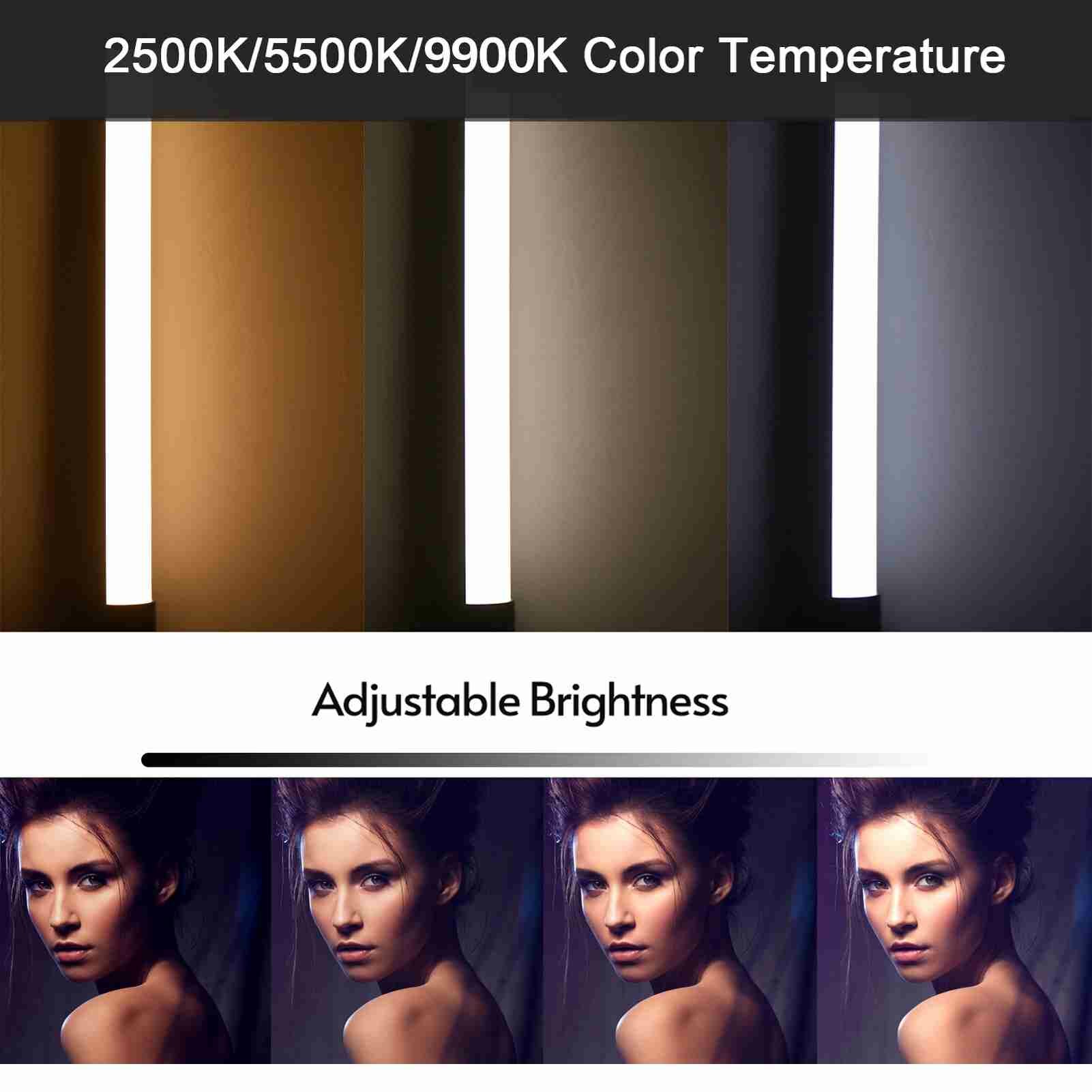RGB LED Tube Light 2500k/5500k/9900K Фотография Портативное светодиодное видеоосвещение Wand Stick Перезаряжаемая лампа-трубка для видеосъемки