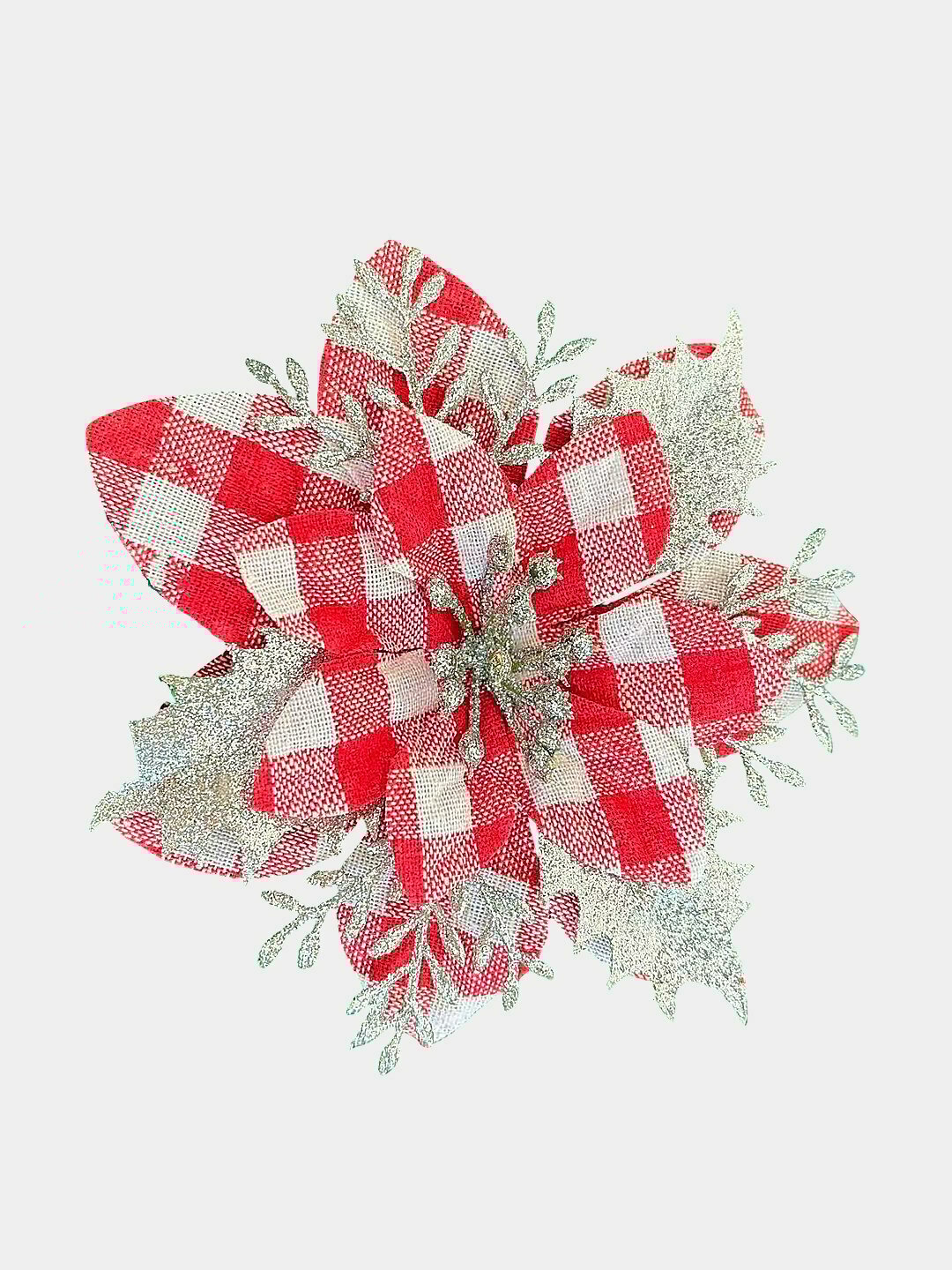 Украшение елочное, цветок Пуансеттия ажурная с блестками, 15 см вишневый