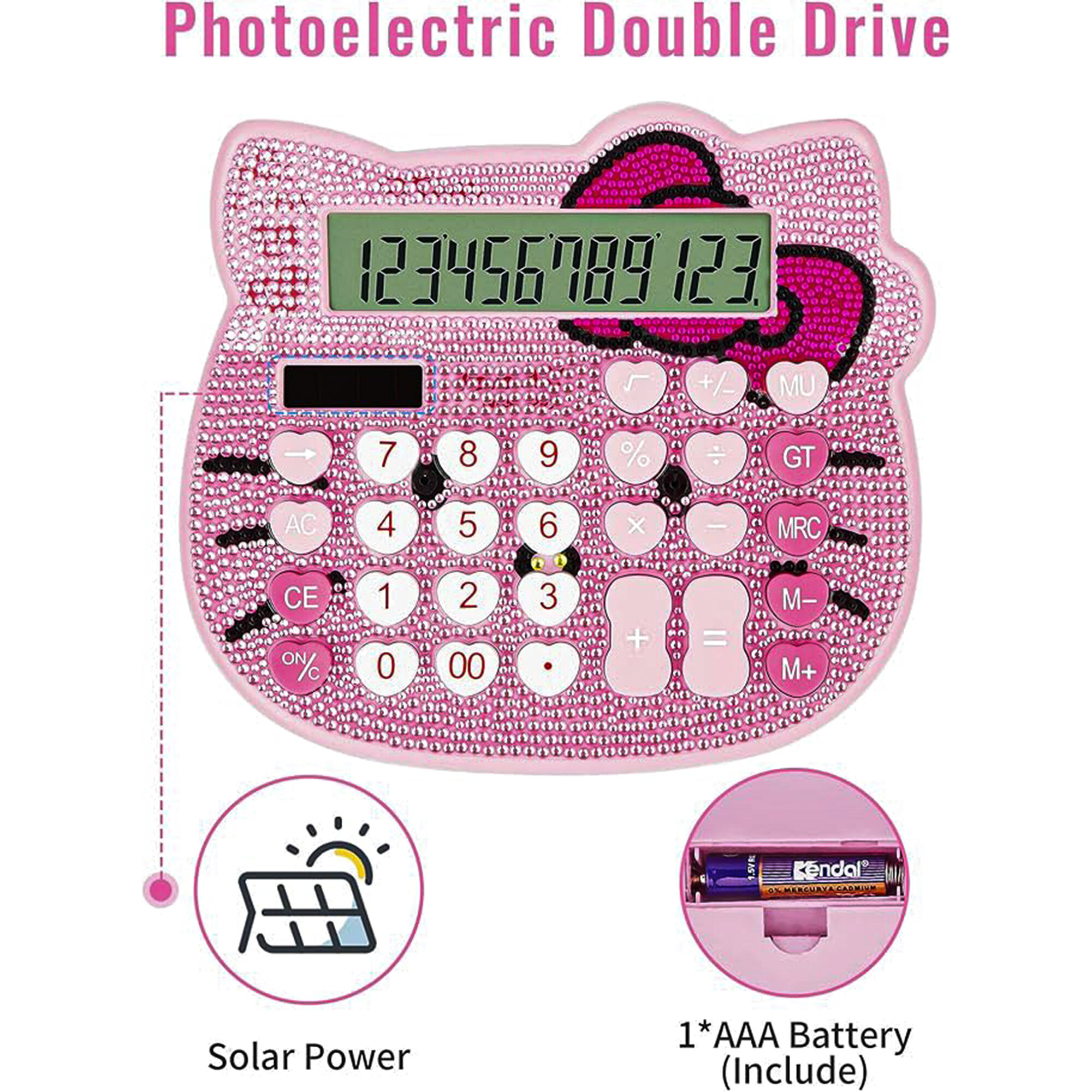 Женские калькуляторы, Креативный симпатичный калькулятор солнечной энеПортативный для повседневной работы и офиса, Розовый