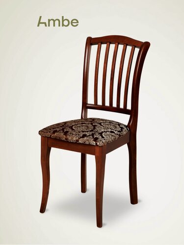 Изображение товара Стул кухонный Ambe Элин деревянный, со спинкой и мягким сиденьем Темный орех, Темно-коричневый жаккард
