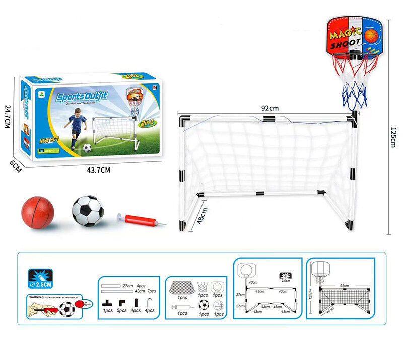 Трансграничные детские пластиковые футбольные ворота для внутренних и наружных спортивных игрушек 92 см два в одном