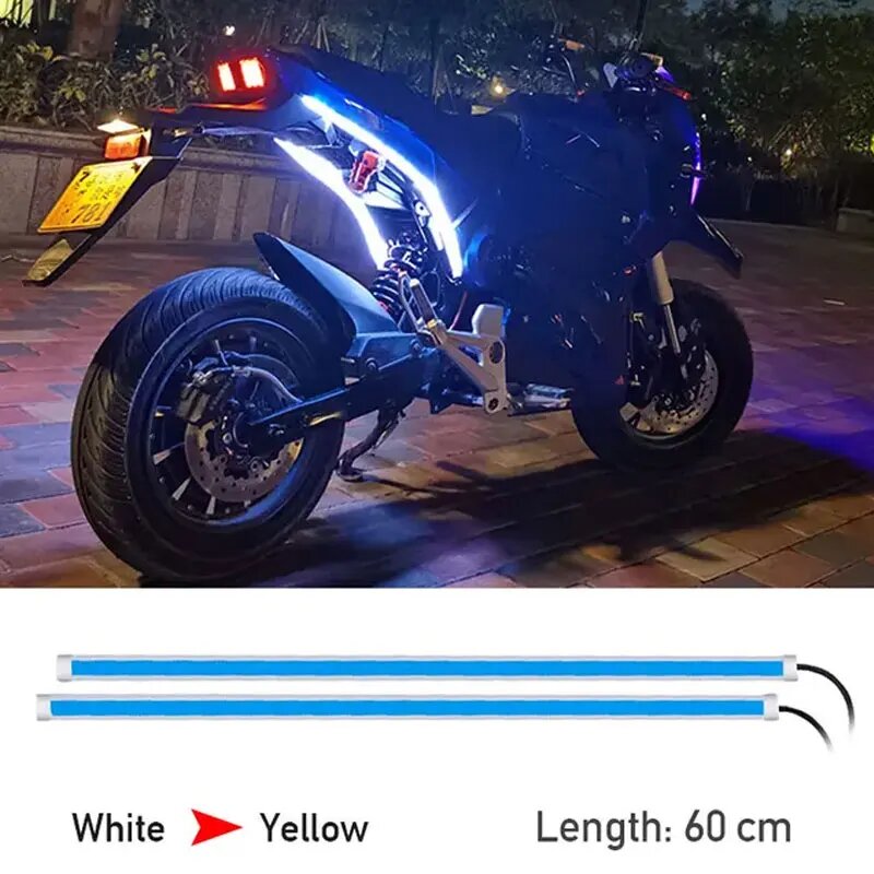 Мото светодиодная лента 60см White Yellow 2шт