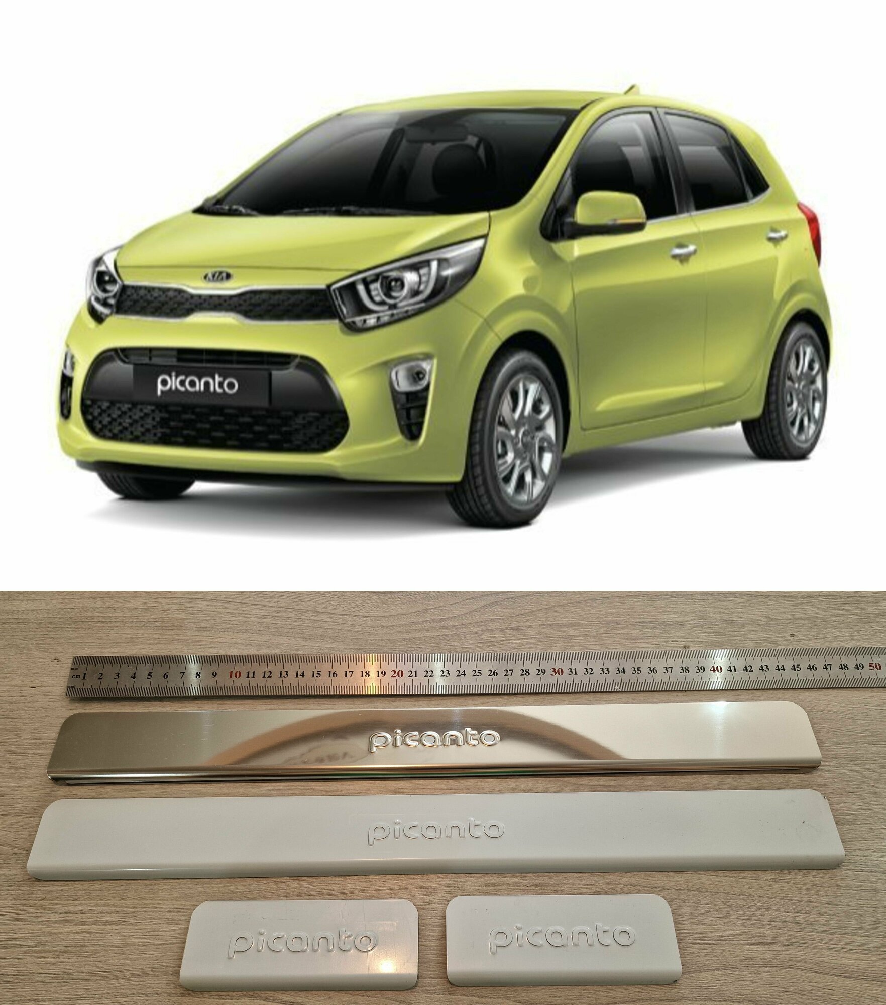 Накладки на пороги Нержавейка для Накладки на пороги KIA Picanto 2017- 4 дв