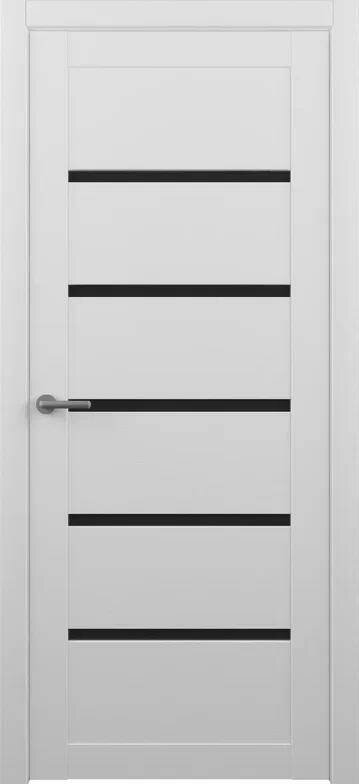 Межкомнатная дверь (дверное полотно) Albero Вена Эко-Шпон / Кедр снежный / Черное стекло 80х200