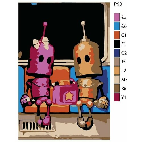 Детская картина по номерам P90 Компьютерная игра Machinarium (Машинариум). Йозеф и его возлюбленная 20x30 лжец и его возлюбленная