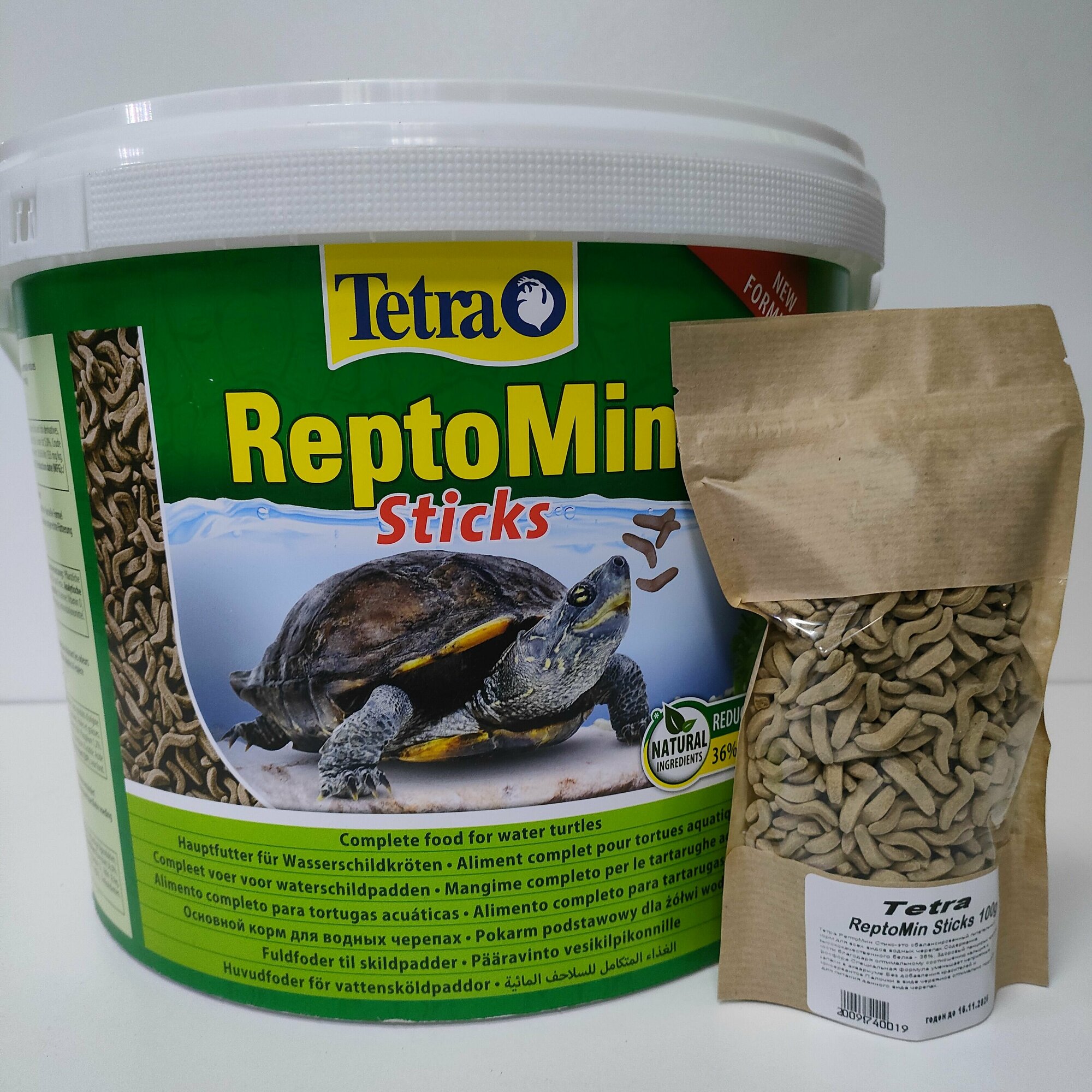 TETRA ReptoMin Sticks 100 гр. Основной полноценный сухой корм палочки для водных черепах