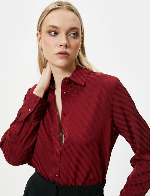 Рубашка  KOTON, размер 42, бордовый