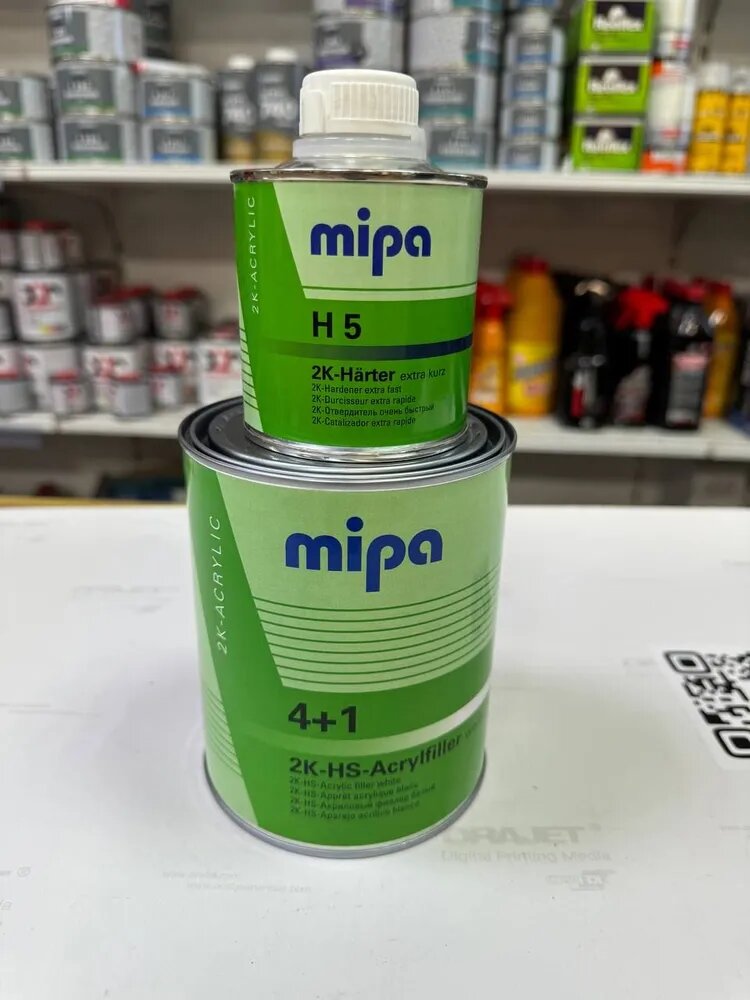 MIPA HS Грунт 4+1 Acrylfiller 1л. Белый + отв. Н5 0.25л.