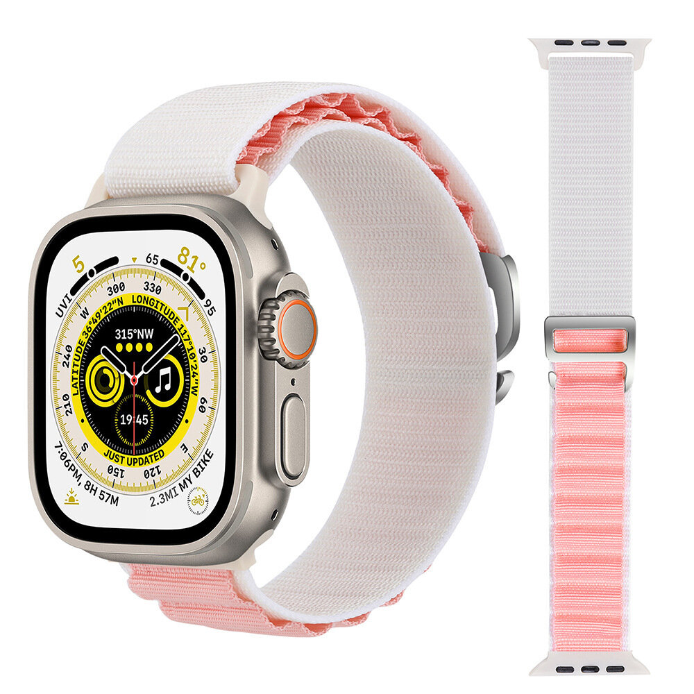Ремешок "Альпийская петля" для Apple Watch Series 1-10 и Ultra 42/44/45/49 мм, X9 Pro2 / X9+ Ultra2, 16 розово белый