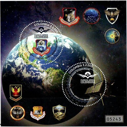 Почтовые марки Колумбия 2021г. Специальные подразделения ВВС Колумбии Военные, Гербы, Авиация, Земля MNH