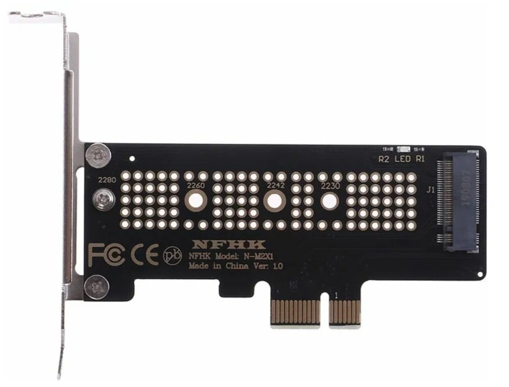 Адаптер M.2 на PCIE X4 для SSD NVMe модель SK4 для форматов 22x30 22x42 22x60 и 22x80 мм ключ M поддержка PCIE X4 X8 X16