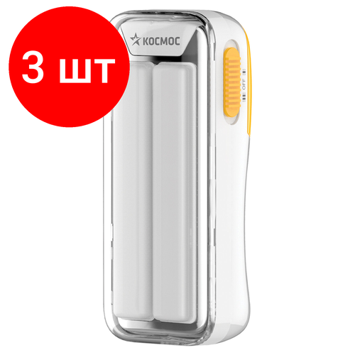 фото Комплект 3 шт, фонарь туристический аккумуляторный космос, 10 вт led, заряд от usb, koc118led