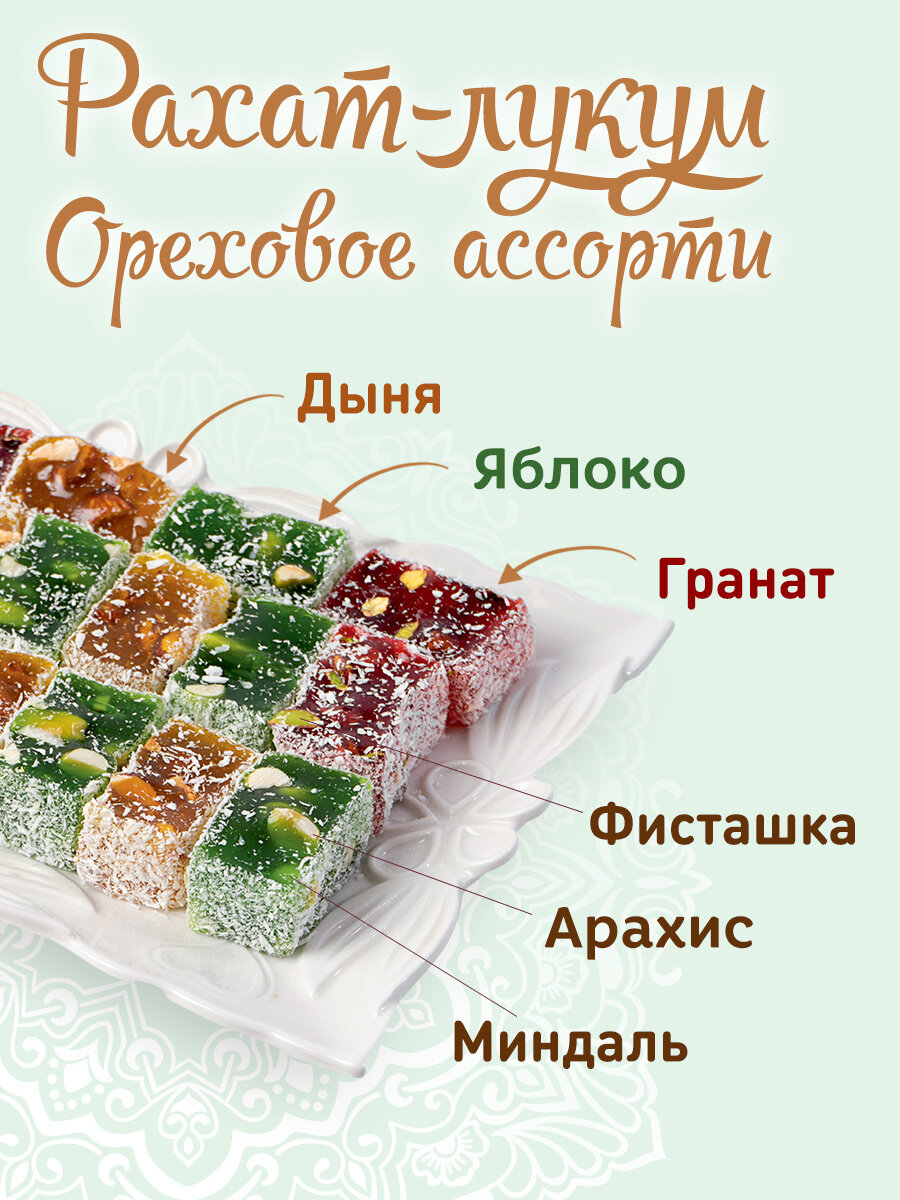 Рахат Лукум "Ореховое ассорти" 1 кг/восточные сладости/сладкий подарок