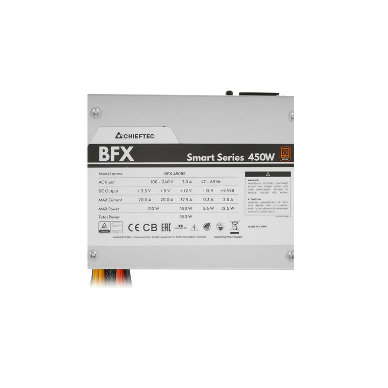 Блок питания ATX Chieftec Smart, 450W, SFX, 80 PLUS BRONZE, active PFC, 90mm fan OEM - фото №9