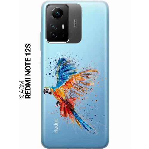 фото Силиконовый чехол на xiaomi redmi note 12s / сяоми редми ноут 12с с рисунком "colorful parrot" slvgo